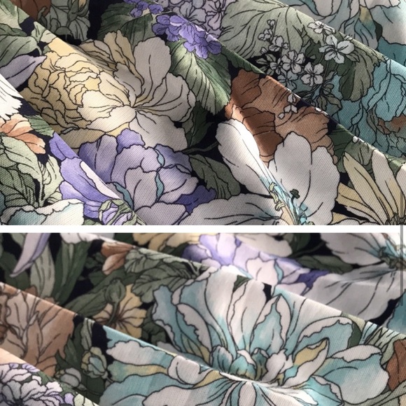 Vintage Midi Drop Waist Pleated Floral Print Skirt Size 14 - Picture 2 of 4